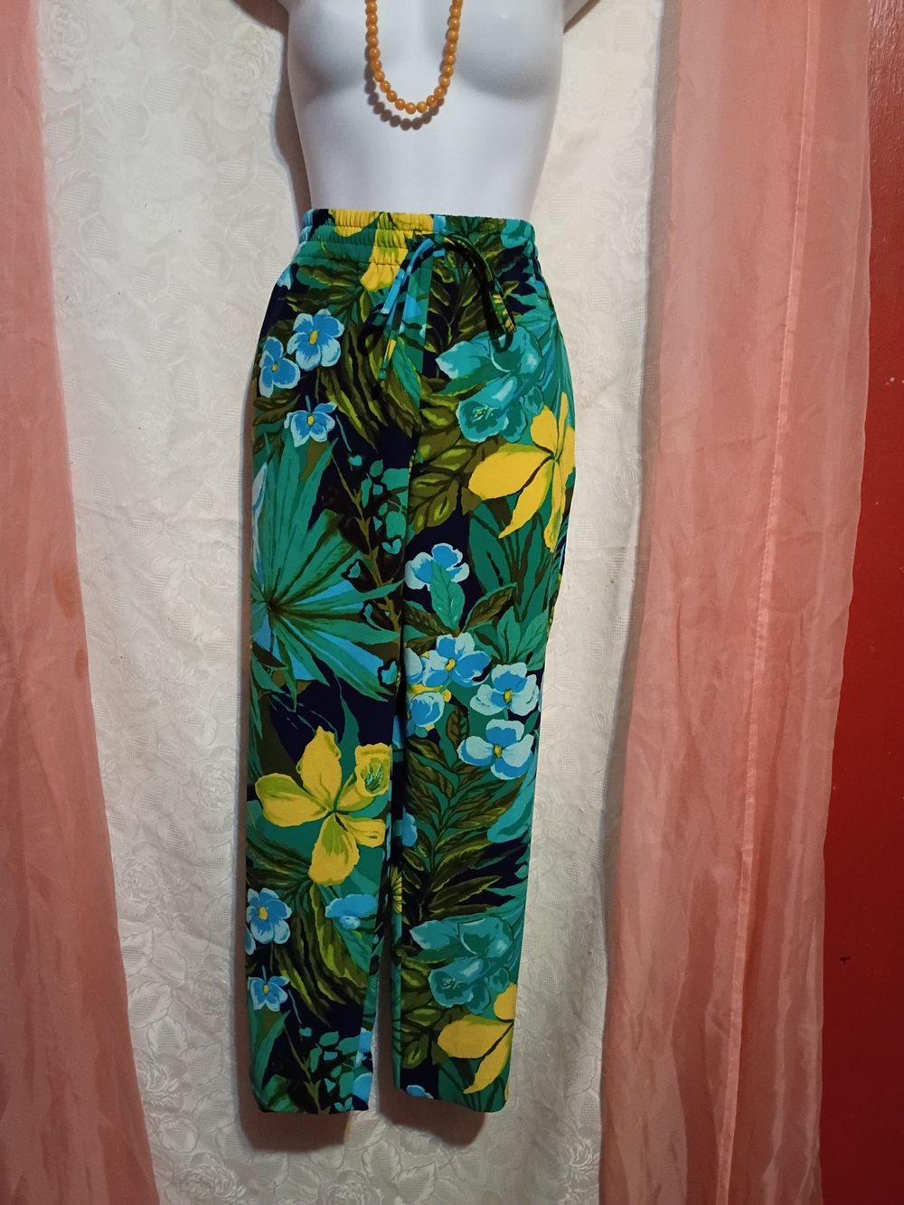 🛍️ BUNDLE ONLY🛍️Talbots Tropical Floral Pants in Teal, Green & Yellow